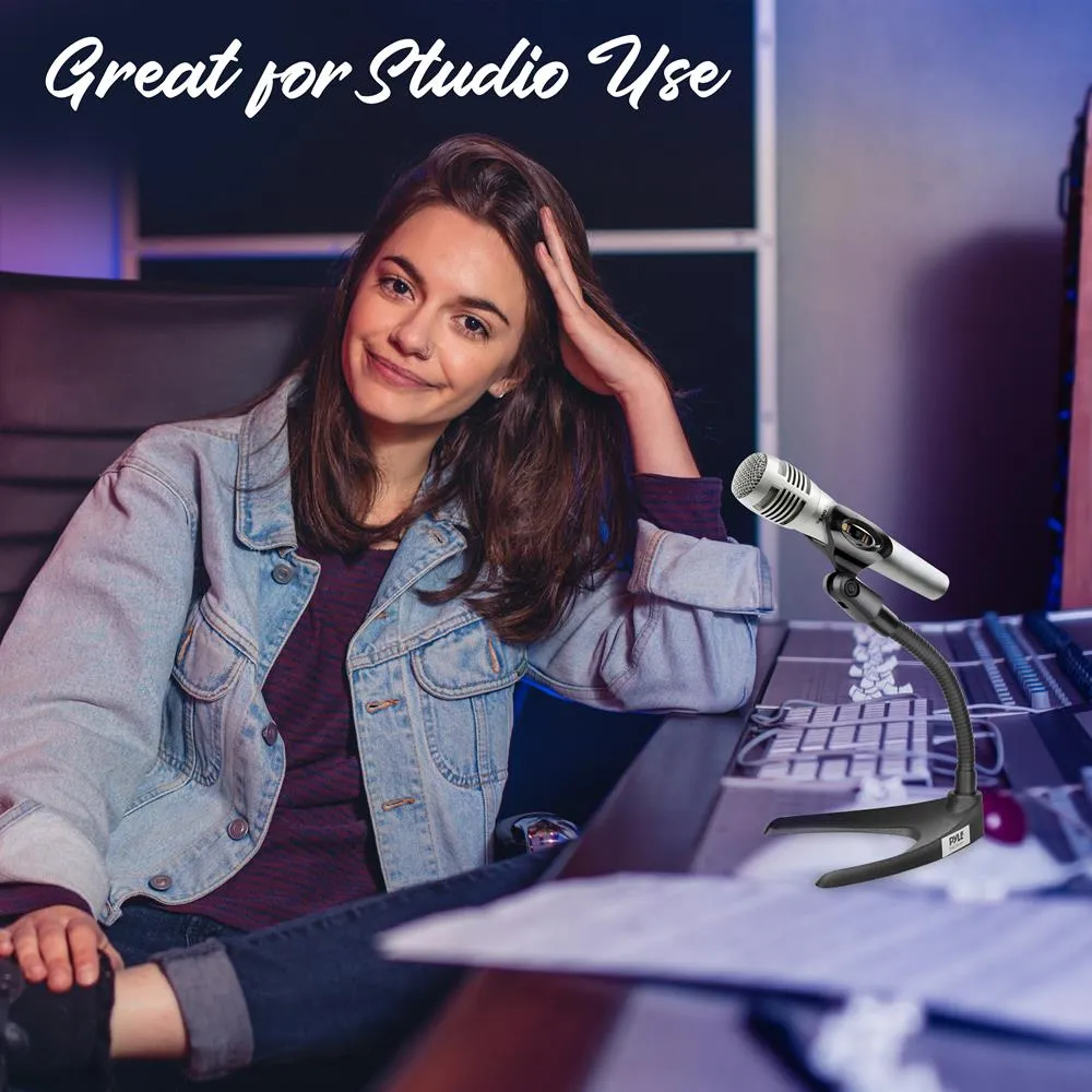 Adjustable Desktop Microphone Stand - Desktop Or Table Top Microphone Stand With Non-Slip Mic Clip (Pair)