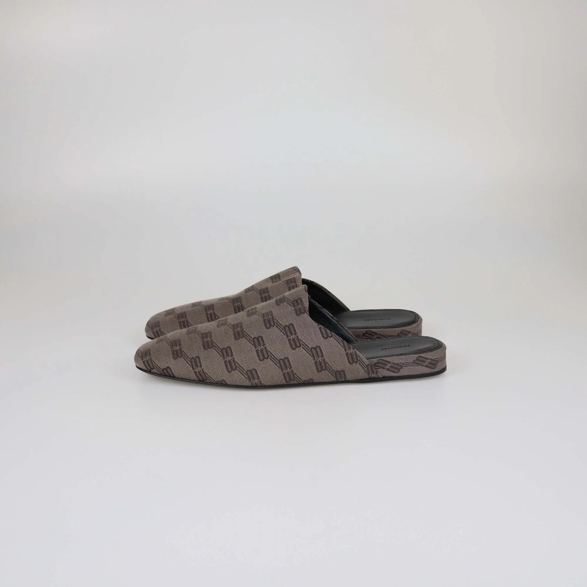 Balenciaga Dark Mink Grey/Brown Monogram Jacquard Cosy Mules