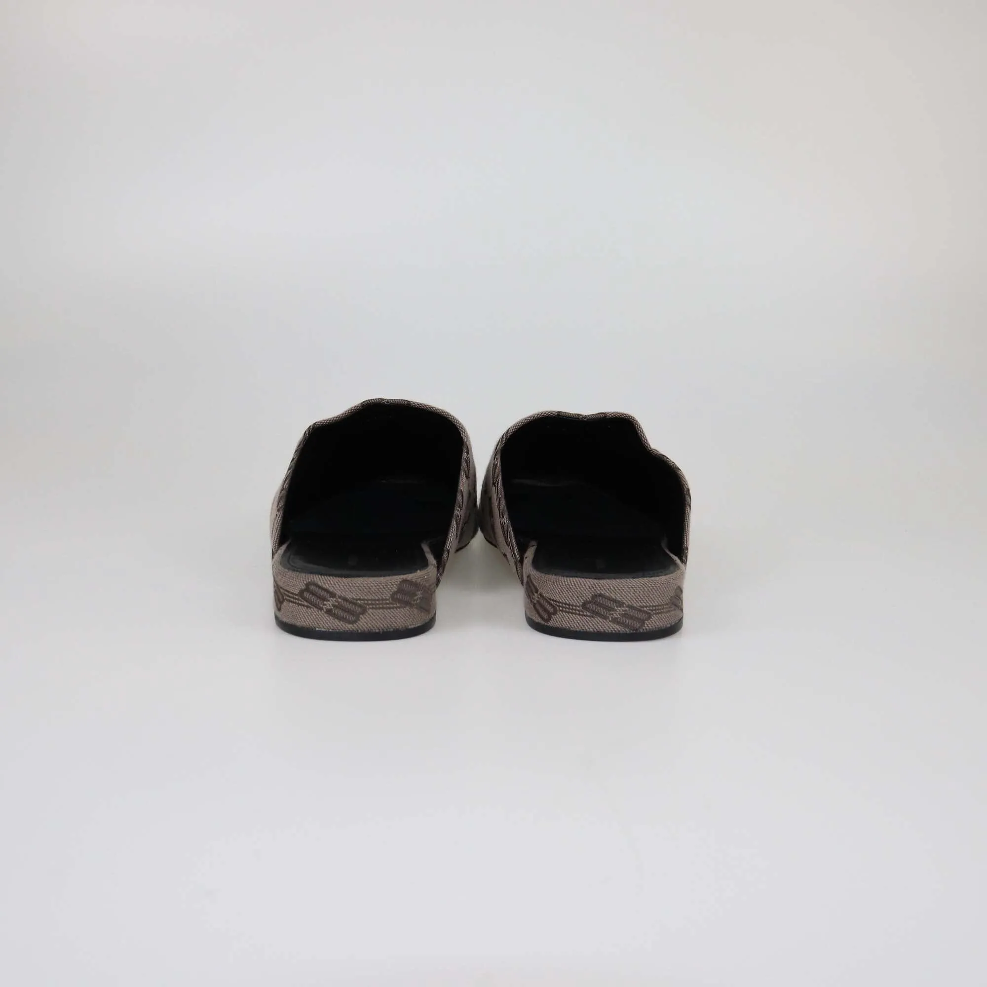 Balenciaga Dark Mink Grey/Brown Monogram Jacquard Cosy Mules