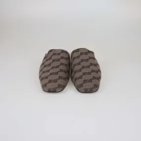 Balenciaga Dark Mink Grey/Brown Monogram Jacquard Cosy Mules
