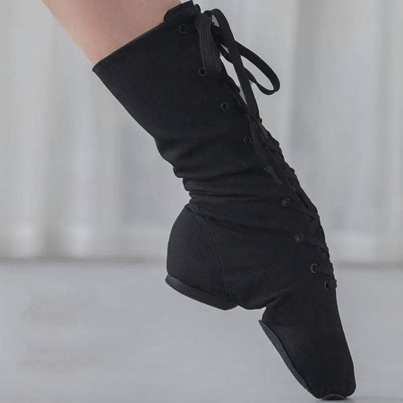 Kids Black Canvas Flats Jazz Teaching & Practice Shoes