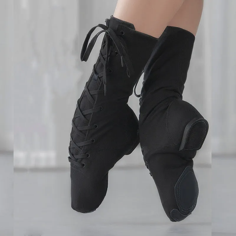 Kids Black Canvas Flats Jazz Teaching & Practice Shoes