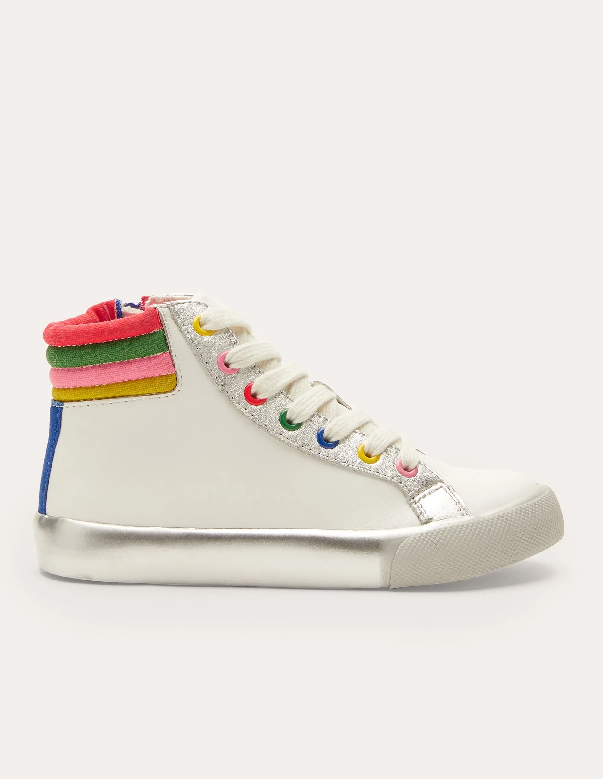 Leather High Top Trainers-White Rainbow