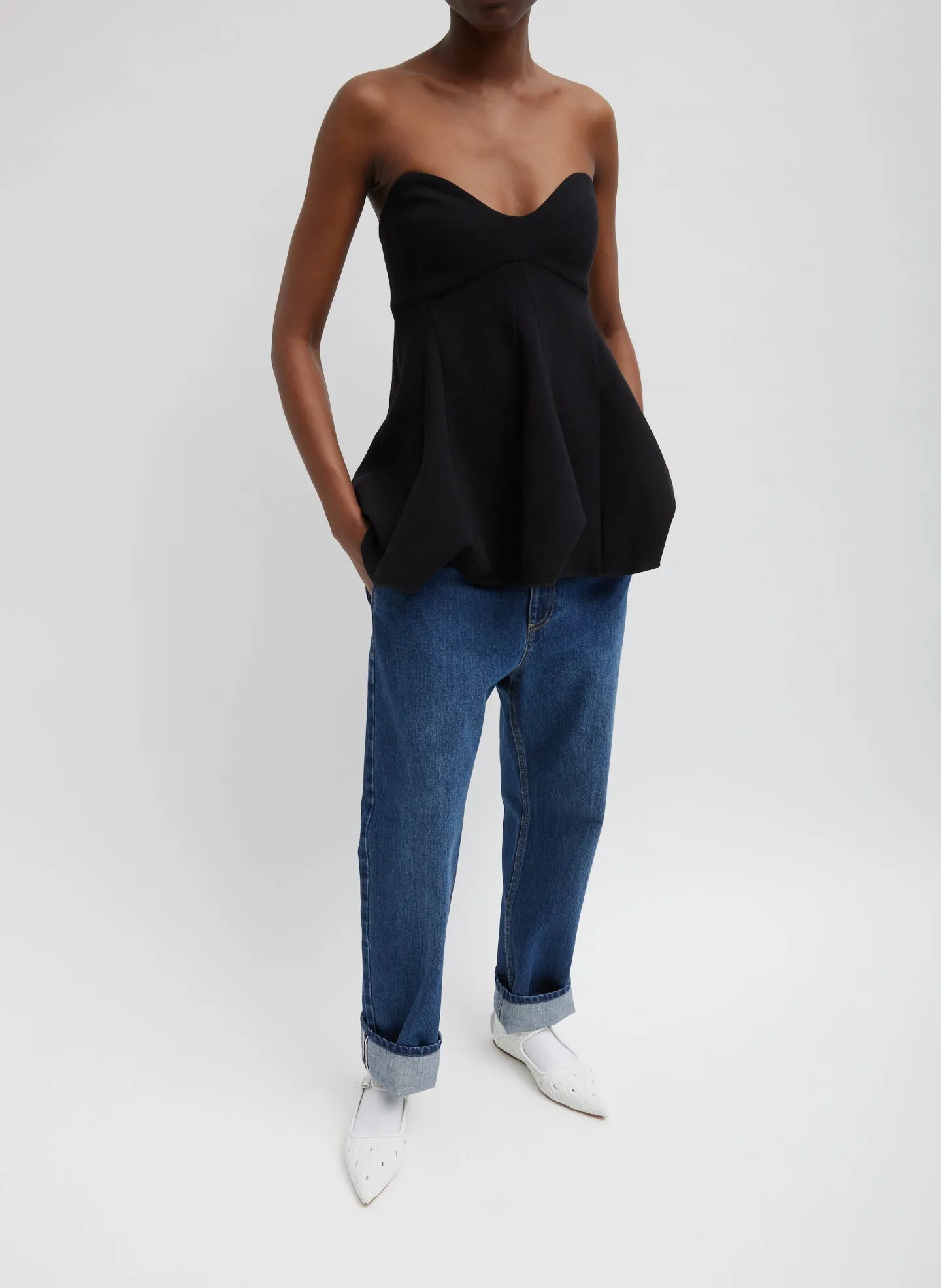 Melee Crepe Strapless Top