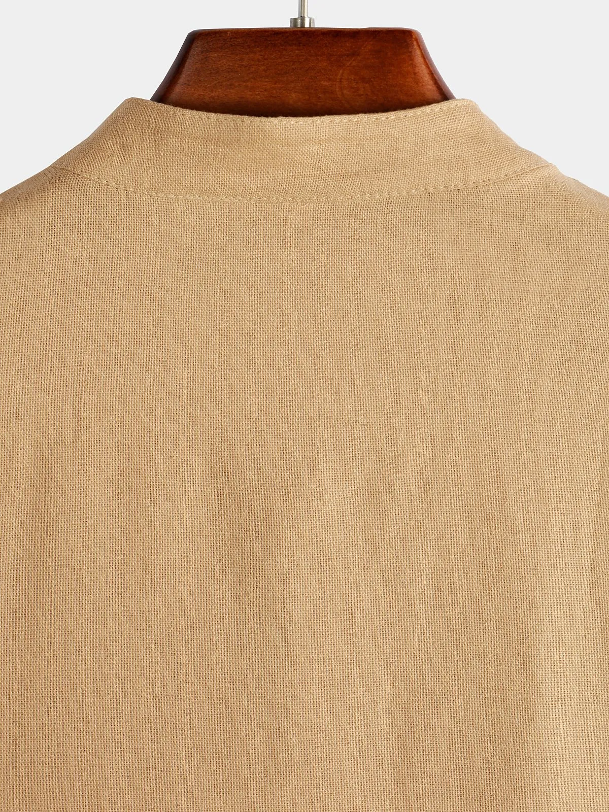 Men's Casual Stand Collar Half Button Pocket Front Shirt