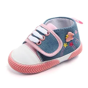 OAISNIT Baby Canvas Shoes - Infant Boys Girls Crib Shoes Toddler Denim Sneakers First Walkers for 0-18 Months (4.2 inches (0-6 Months), Pink)