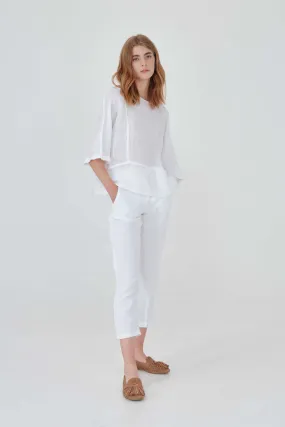 Ribbed Back Linen Tapered Pants