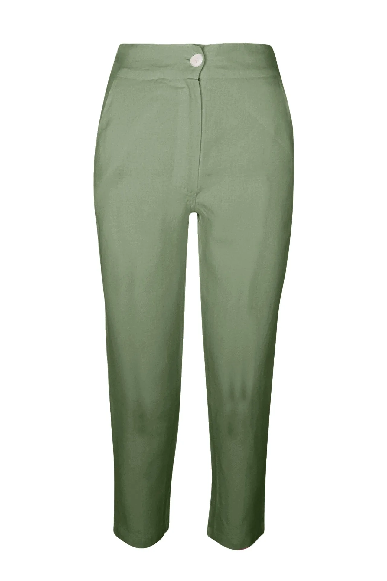 Ribbed Back Linen Tapered Pants